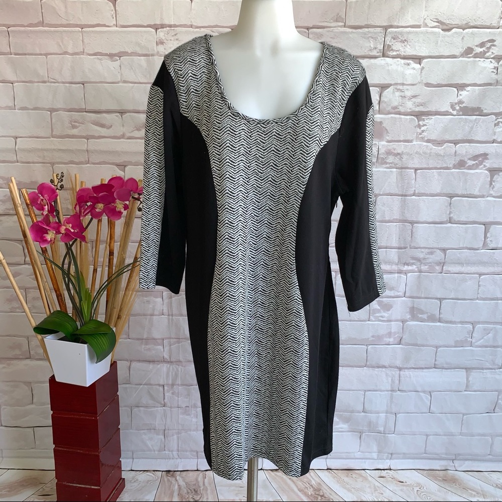Papillon Sheath Panel Dress Black Grey Women’s Size XL NWT